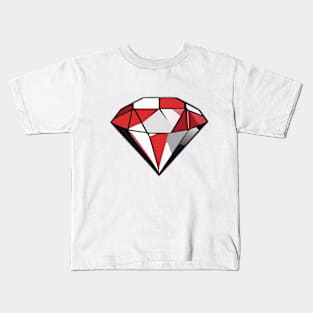 Geometric Diamond Design in Red and White No. 643 Kids T-Shirt